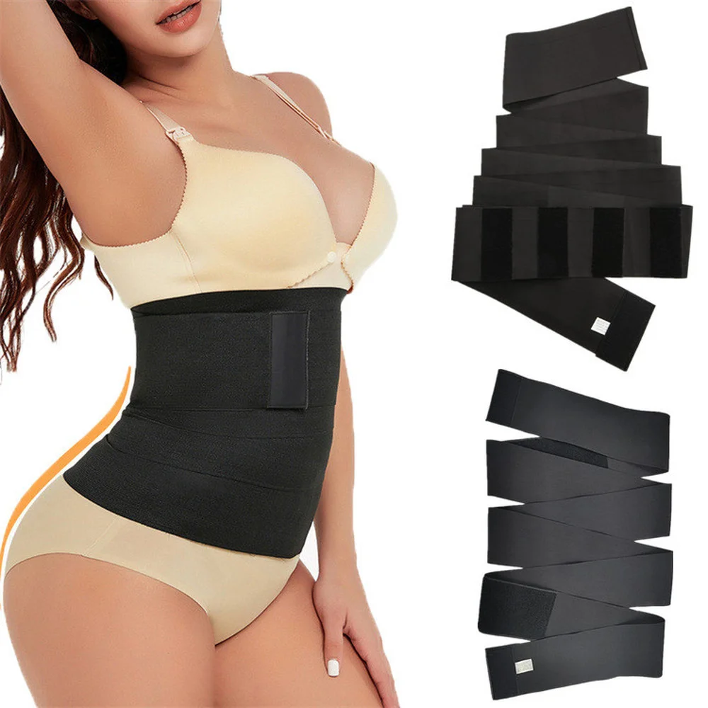 Waist Trainer for Women Invisible Wrap Waist Trainer Tummy Wrap Trimmer Belt Plus Size Black Adjustable Gym Workout Belt