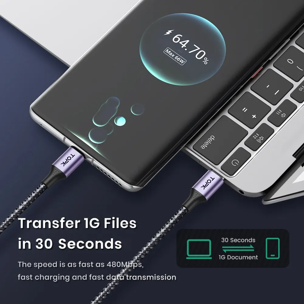 USB C Charger Cable 60W PD Fast For MacBook Pro Samsung Xiaomii