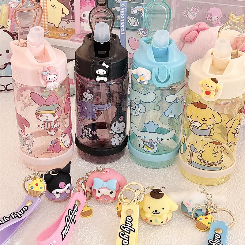 Kawaii Hello Kitty Sanrio Insulation Water Bottles Anime My Melody Cinnamoroll Kuromi Portable Plaid Dual-purpose Thermos Cup, Cinnamoroll-15