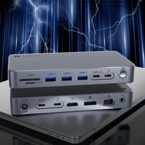 15 트리플 디스플레이 썬더볼트 5 도킹 스테이션 SSD 인클로저 포함 3 썬더볼트 5 포트 USB-A 2.5GB 이더넷 8K 디스플레이 140W PD