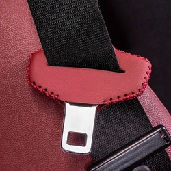 Premium Leather Seat Belt Buckle Protector - Scratch - Resistant Safety Cover (Wine red)