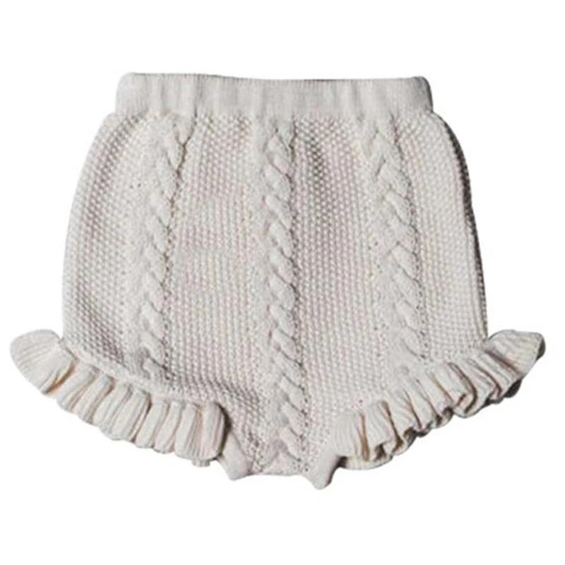 1-6Yrs Fashion Children Shorts Spring Autumn Cute Cartoon Lattice Flower Bud Pants Boys Girl Knitting Bloomers Three