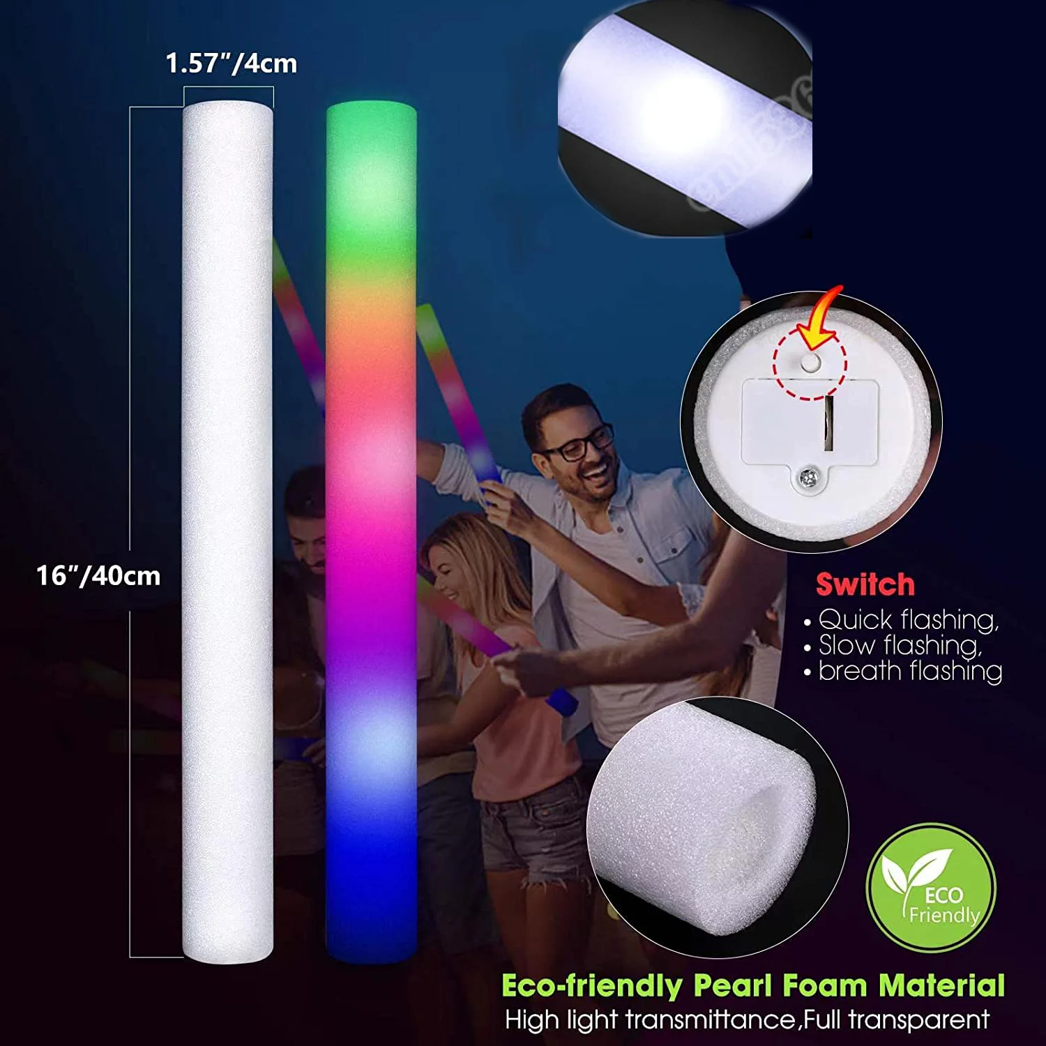 LED Glow Foam Stick Flashing Glow Batons Personalized Cheer Tube Dark Wedding Xmas Party 30/60pcs Glow Sticks Glow Light