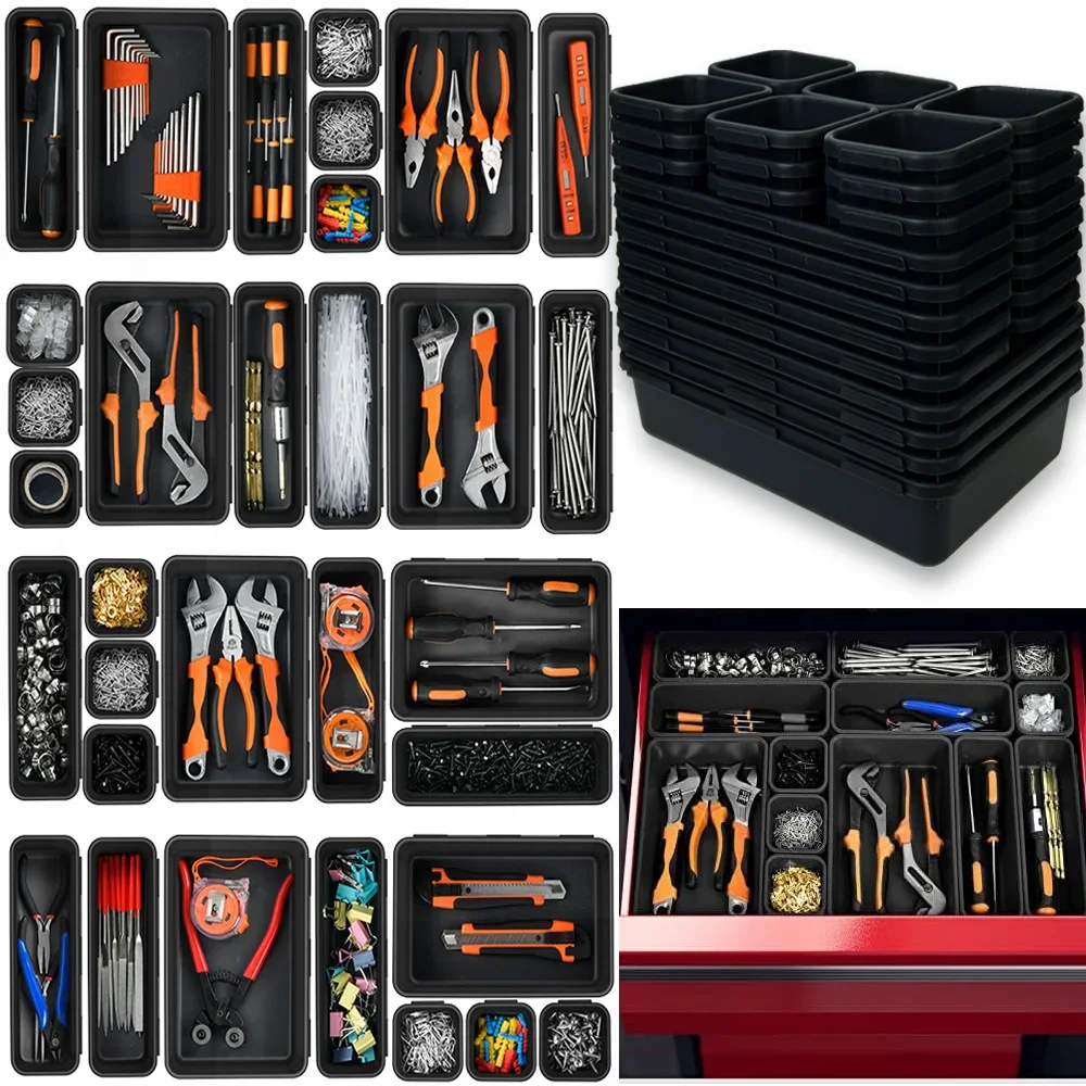 Tool box organizer Tool organizer Tool box 8/16/32pcs Drawer Organization Tool Box Organizer Tray Dividers Set Workbench Cabinet Bins Tool Chest Garage Hardware Tray