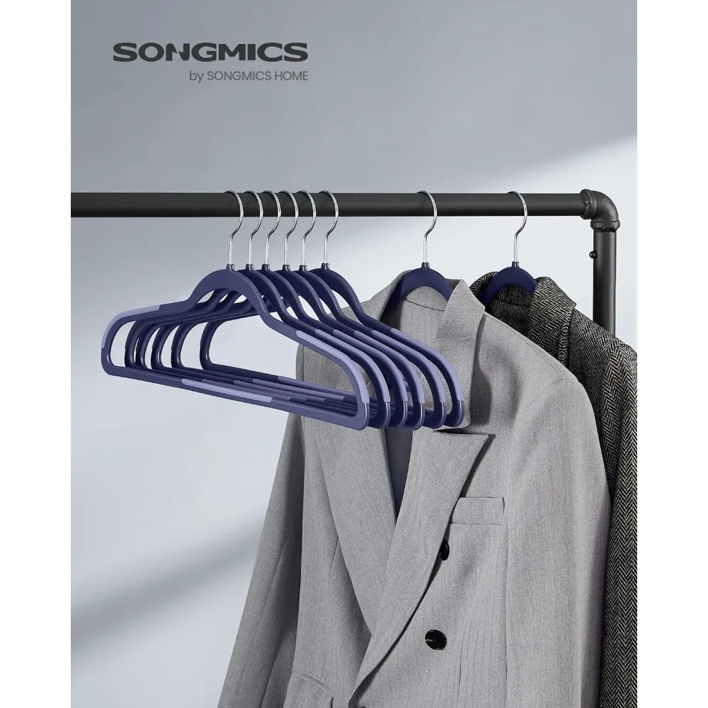 

SONGMICS Clothes Hangers, Pack of 50 Plastic Coat Hangers, Space-Saving, 0.2 Inches Thick, 17.7 Inches Wide, 360° Swivel Hook