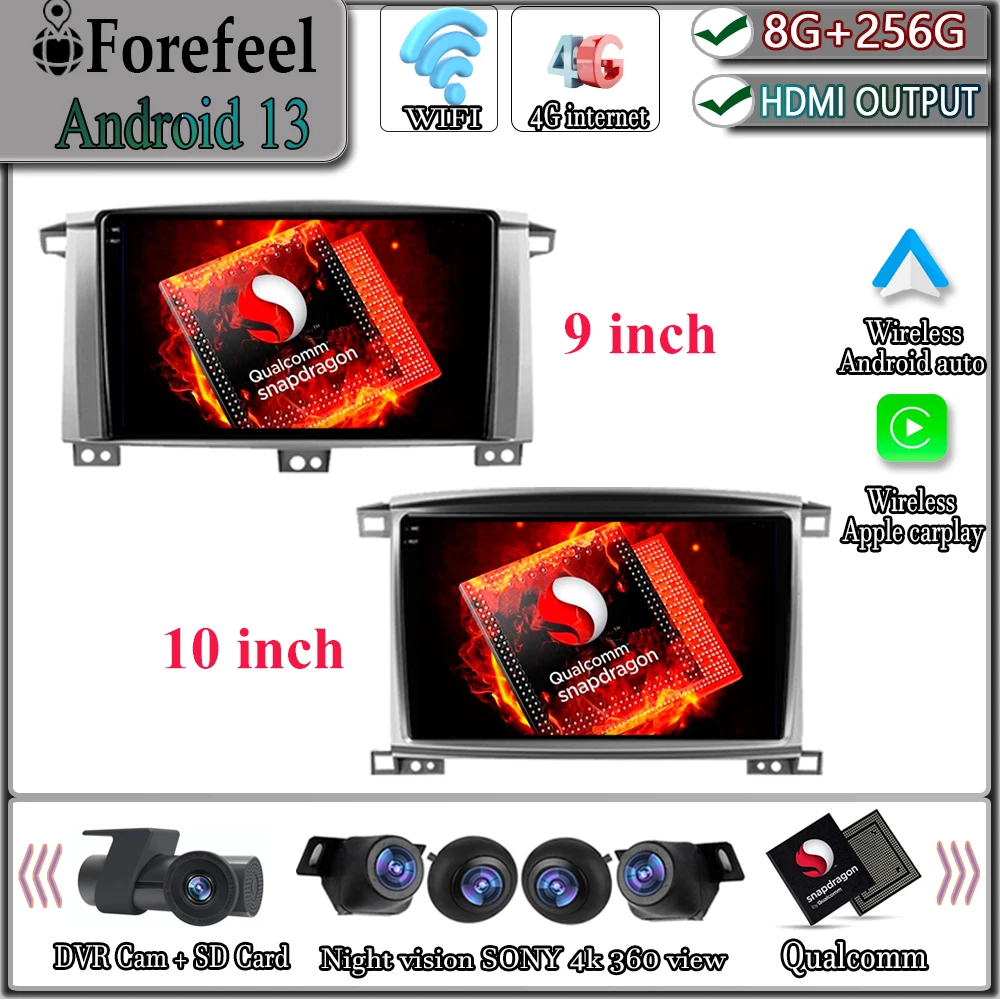

Android 13 мультимедийный автомобильный плеер для Toyota Land Cruiser LC 100 2002 - 2007 с навигацией и GPS