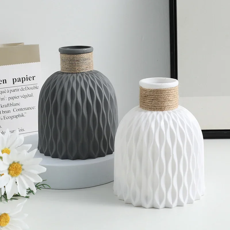 1PC Water Ripple Plastic Vase Wave Flower Pot Arrangement Modern Nordic Style Home Living Room Desktop Decoration Ornament 2