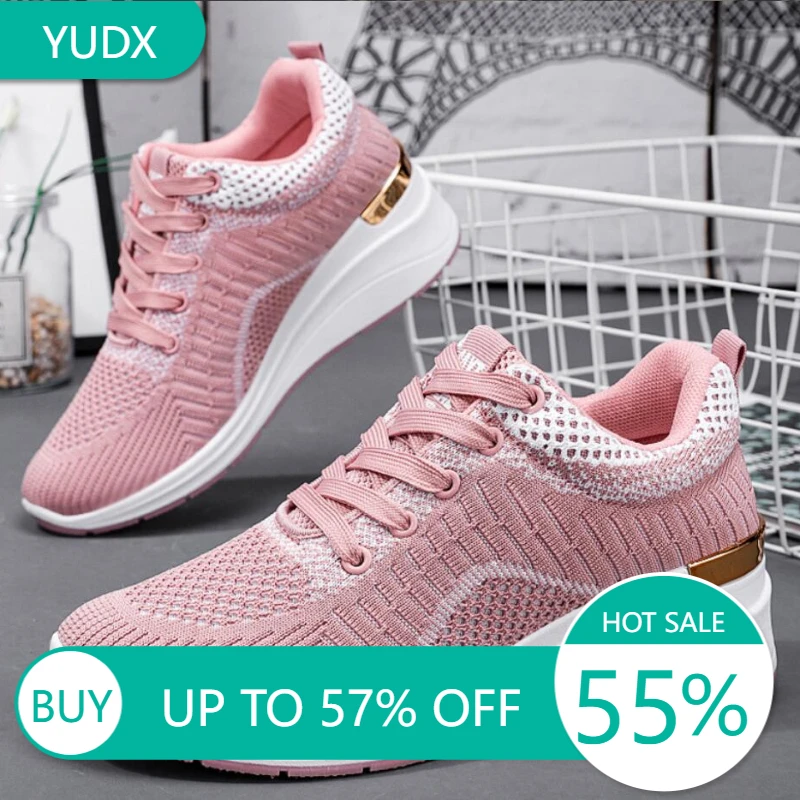 

2023 NEW Women Wedges Sneakers Fashion Womens Platform Increased Casual Lace-up Shoes Woman Mesh Elevator Tennis SIZE 36-41 PU