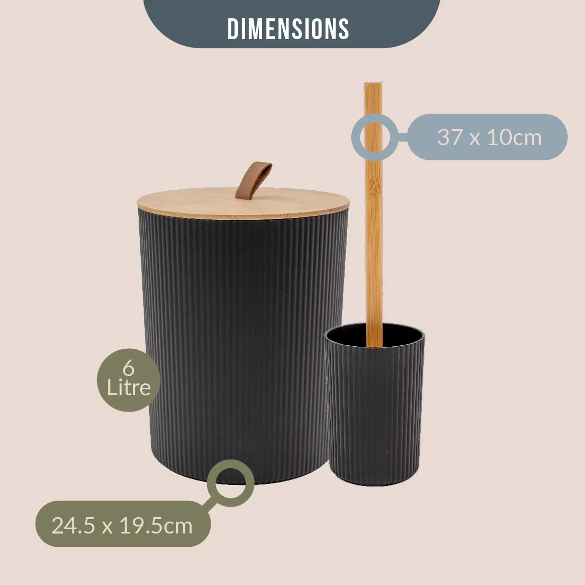 UNTIOR 6-Piece Bamboo Bathroom Accessory Set Lotion Bottles Toothbrush Holder Toothbrush Holder Soap Dish Toilet Brush Bin