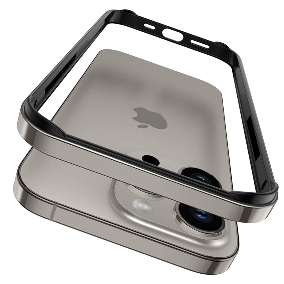 Titanium Color Soft Silicone Shockproof Luxury Bumper Case with Hybrid Aluminum Metal Frame