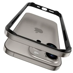 Titanium Color Soft Silicone Shockproof Luxury Bumper Case with Hybrid Aluminum Metal Frame - iPhone 11 (Titanium BK)
