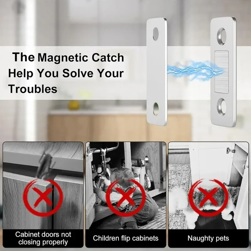 Self Adhesive Door Stops Magnetic Cabinet Catches Invisible Soft-Catch Anti-Rust Magnet Stickers Hidden Door Closer Cupboard