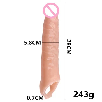 Reusable Penis Sleeve Big Penis Extender Condom Cock Extension Dick Enlargemen Sex Toys For Men Enlargement Time Delay 2