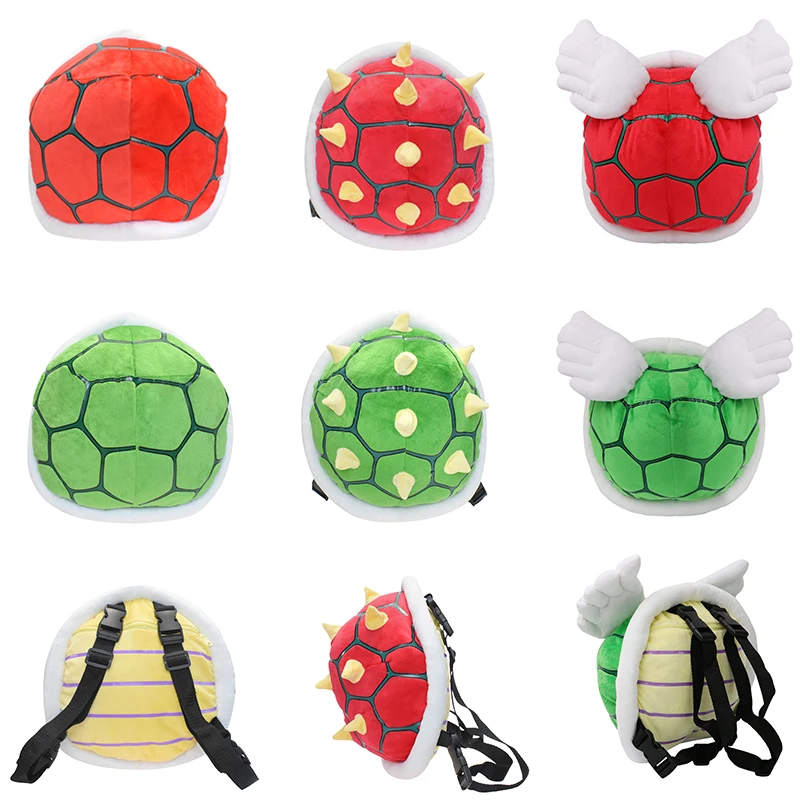 6 Styles Mario Koopa Paratroopa Turtle SchoolBag Green Red Turtle Shell Bowser Plush Bag Kawaii Wing Backpack Christmas Gifts army style backpack 65 l green