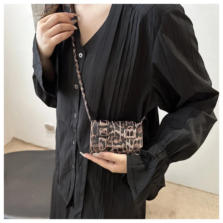 Women's Stylish Leopard Print Large Capacity Shoulder Crossbody Bag | Mini Coin Purse & Trendy Square Clutch, Casual Daily Use