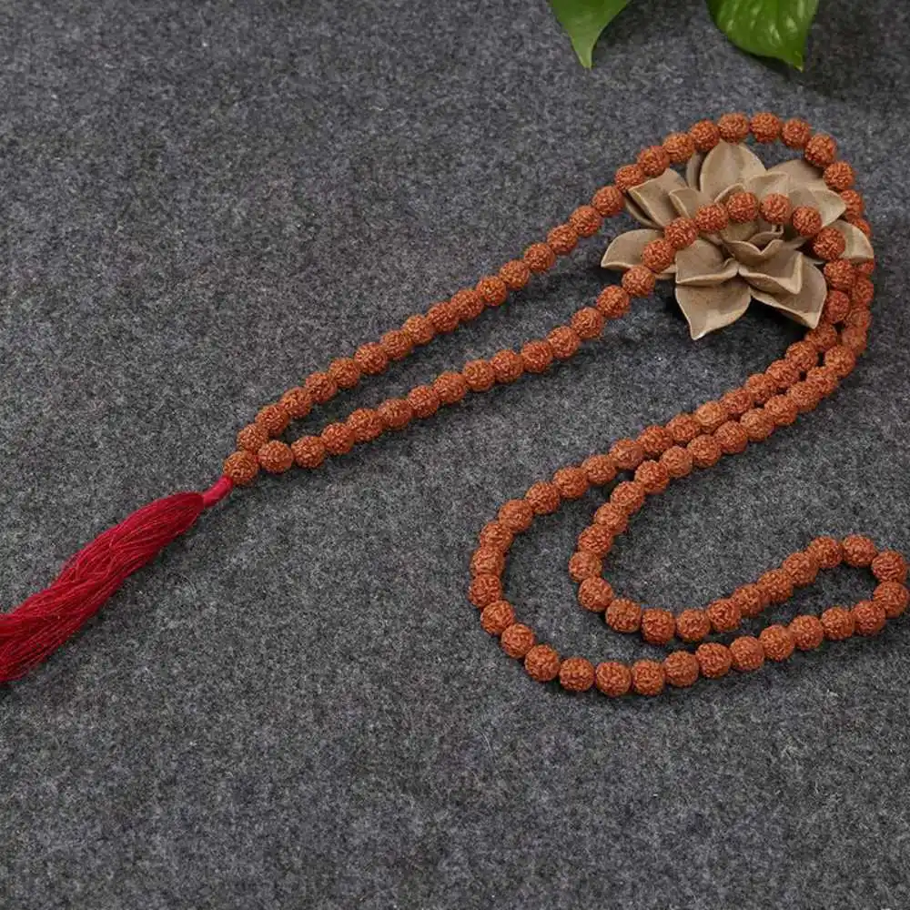 

RUDRAKSHA Rudraksh Mala ROSARY 108+1 Big Beads 8mm Fancy Thanksgiving Day Meditation Pray Spirituality Chic Handmade Glowing