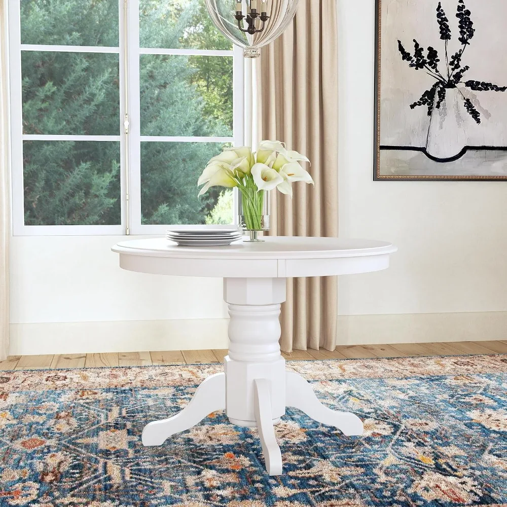 

Dining Table, W-42", D-42", H-30", Off-White, Solid Hardwood, Clear Coat Finish, Protects From Wear, Requires Assembly
