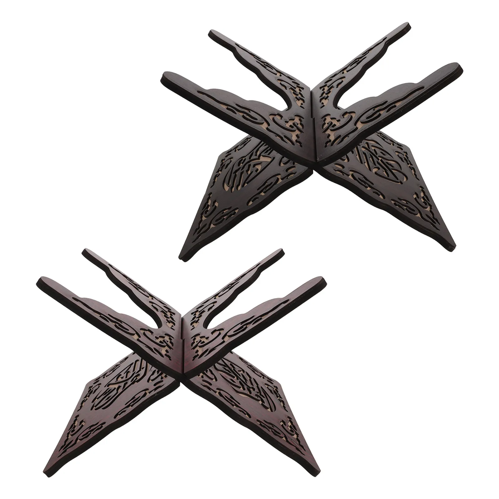 2Pcs 손으로 조각한 나무 성경 스탠드 우아하게 새겨진 성경책 홀더 가정 교회를 위한 접이식 헤비 듀티 책 디스플레이 스탠드