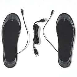 Unisex USB Rechargeable Electric Heated Insoles - Adjustable Temperature Foot Warmer (Black)