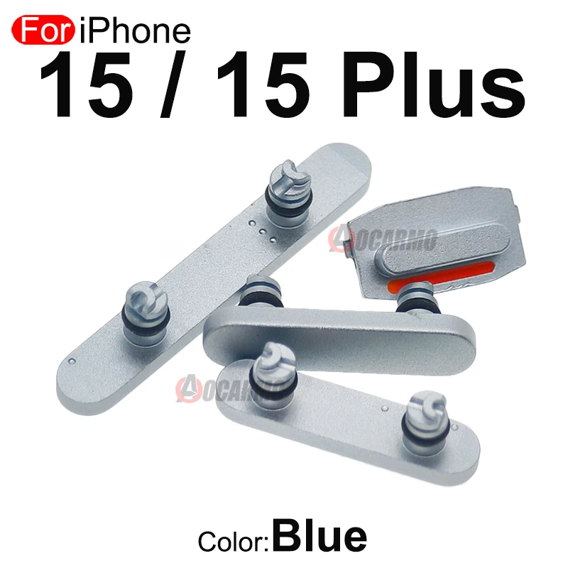 Aocarmo For Apple iPhone 15 15Plus Power On Off Volume Mute Button Complete Set Key Replacement Parts