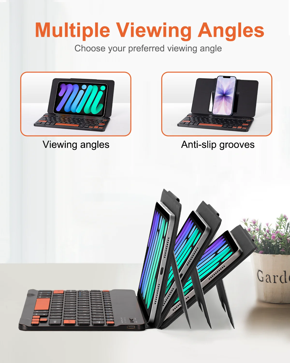 Universal Ultra-Slim Bluetooth Keyboard with Adjustable Stand