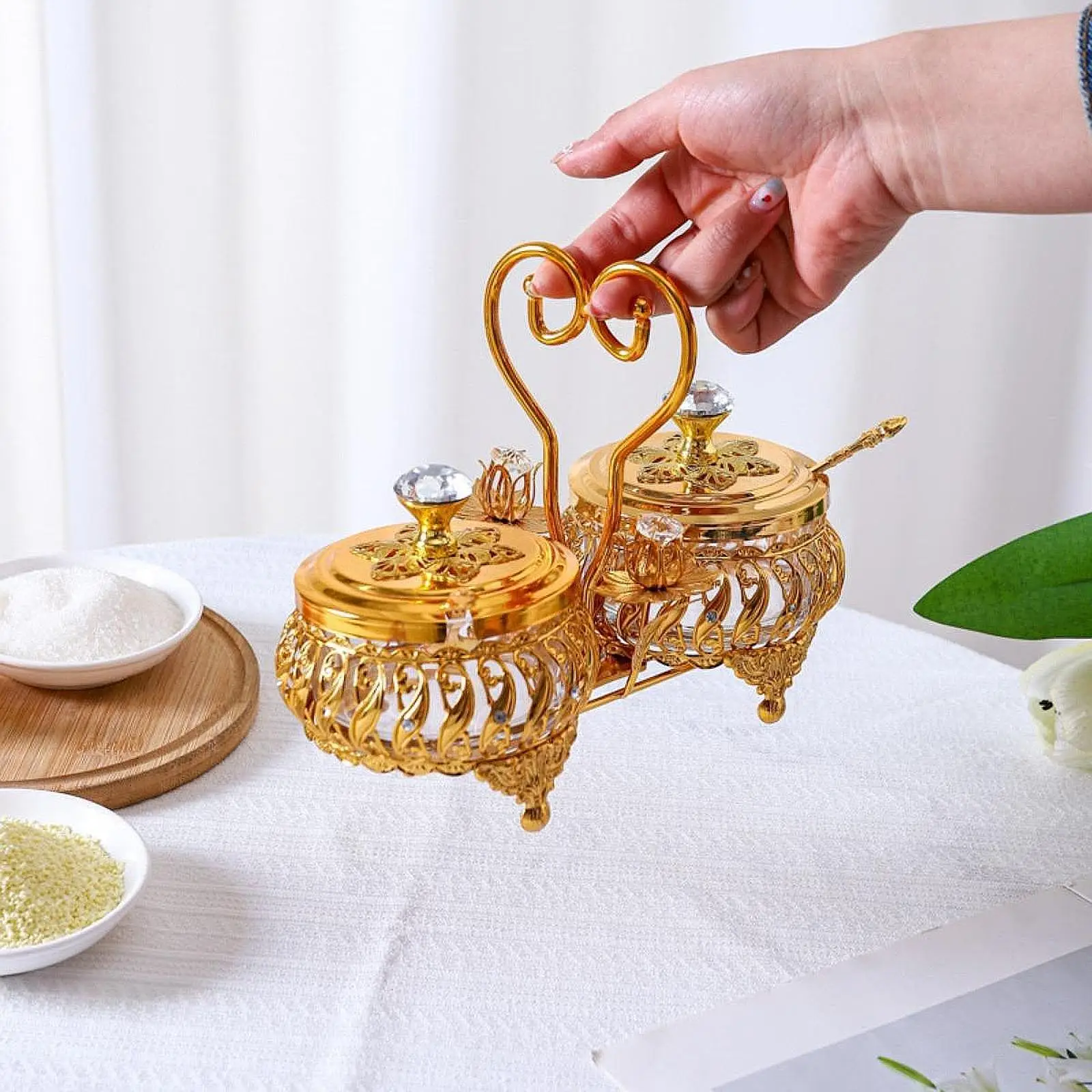 Seasoning Box Snack Plates Food Storage Organizer Condiment Jar Sugar Pots for Parties Dining Room Wedding Banquet Event