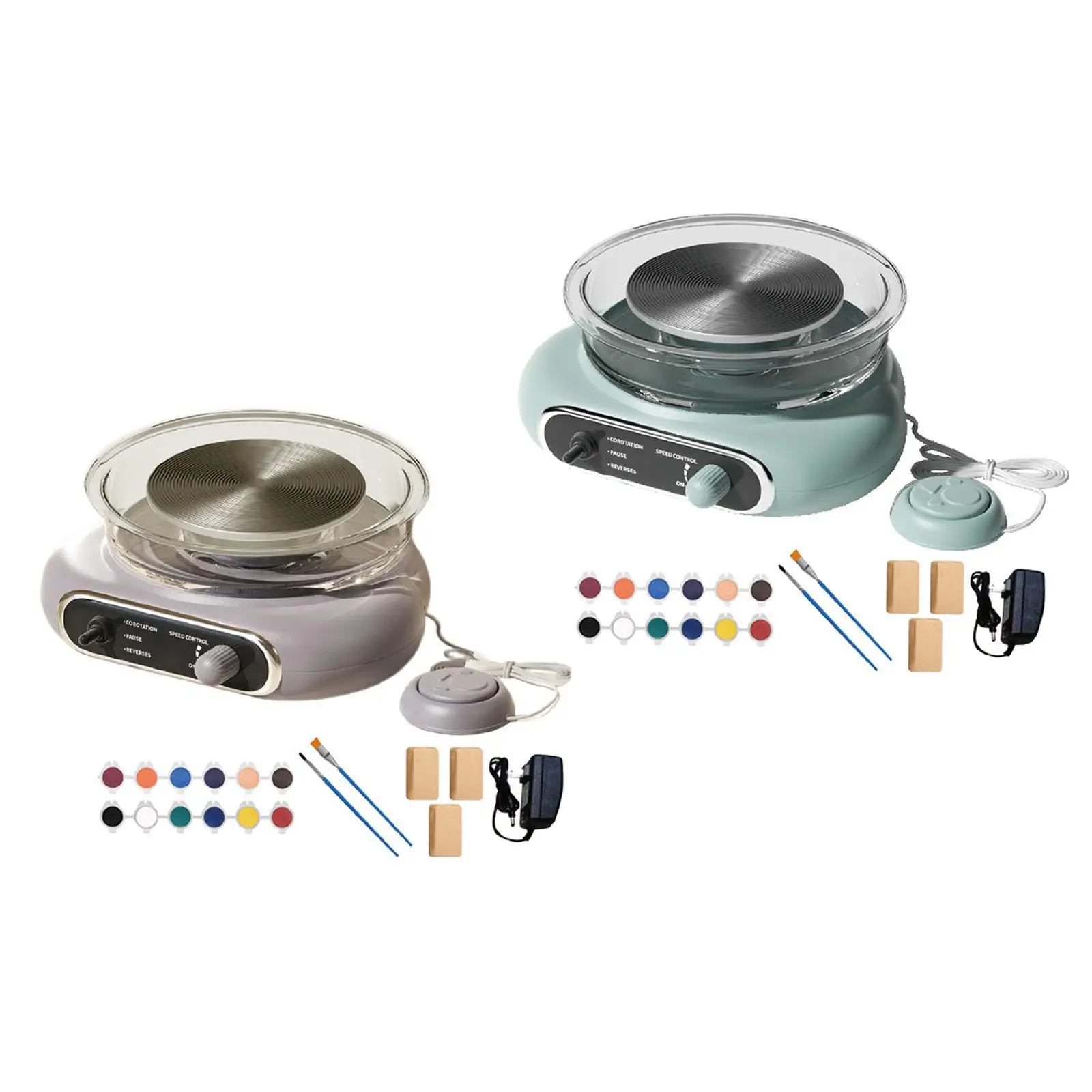 Mini Pottery Wheel Kit with Foot Petal Electric Pottery Machine Clay Making Detachable Basin for Kids Adults DIY Craft Supplies