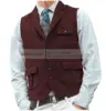 Lapel Men's Herringbone Farbic Men's Suits Vest Casual Business Men's Vest Single Breasted With Real Pocket For Groomsemen 5