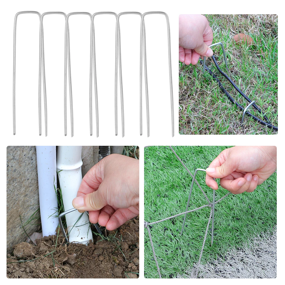 12PCS U-nail Mulch Weedproof Cloth Ground Nail Type Gardening Nail Lawn Fixer for Fixing Weed Fabric Mesh Floor Garden Netting