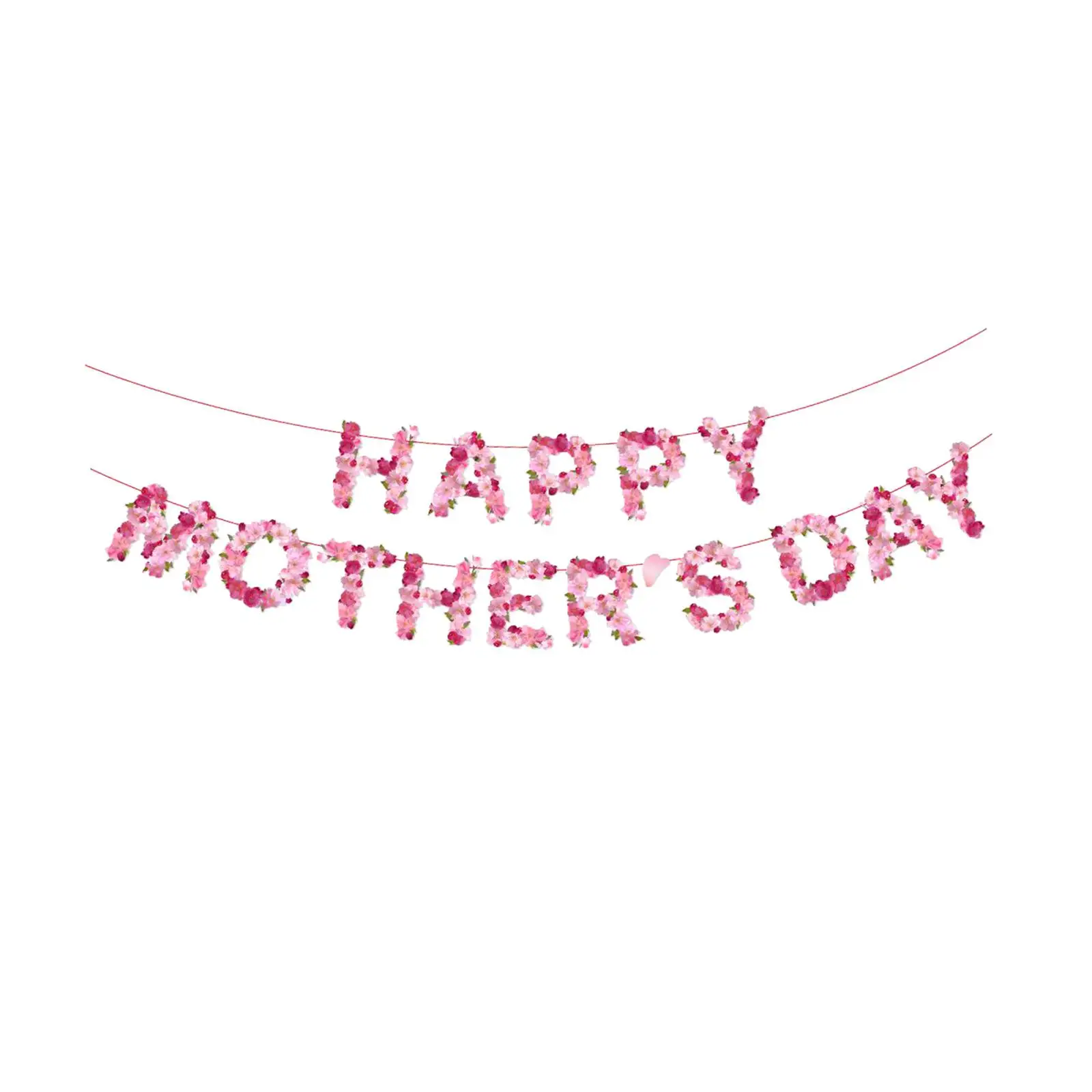 Flowers Happy Mother`s Day Banner Flowers Alphabet Flag Pulling Banner Hanging Decor for Garden Restaurant Indoor and Outdoor
