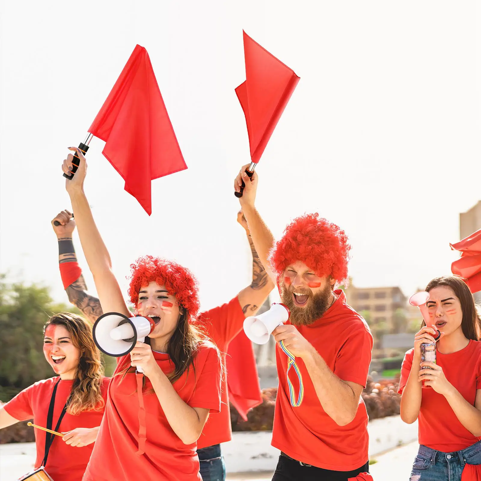 4 Pcs Referee Flags Flags Signal Hand Waving for Game Match Competition