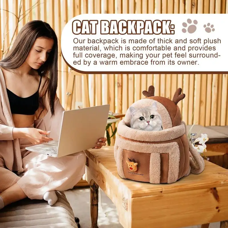 Warm Cat Carrier Bag Elk Design Pet Dog Carrier Front Pack Dog Front Breathable Pet Carry Bag For Puppies And Cats