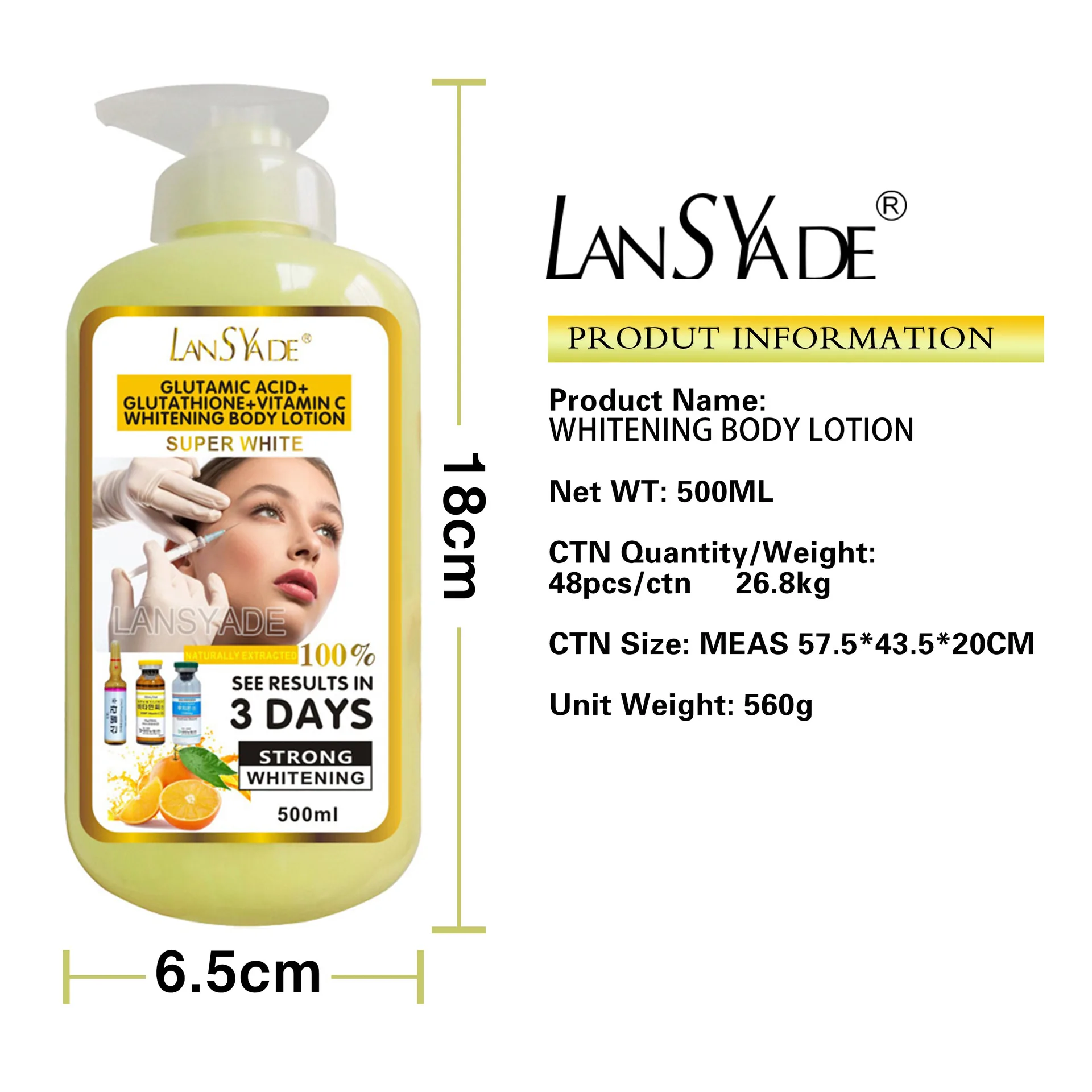 500ml VC Glutathione Body Lotion Facial Nourishing, Firming, Brightening, Moisturizing, and Whitening Lotion 5