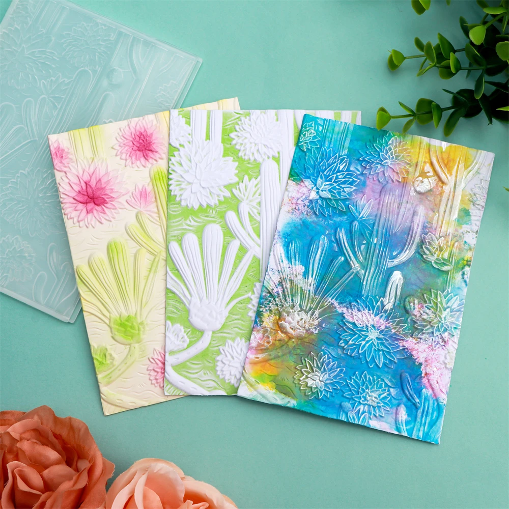 3D Embossing Folder Sunflower Lotus Cactus Different Plants for Paper Card Adding Texture Decor DIY Crafting Background Stencil plastic embossing folder embossing folder