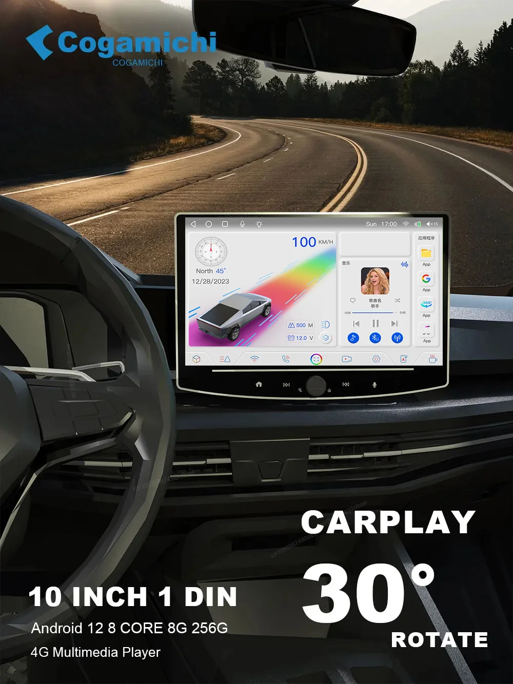 Navegación GPS estéreo inalámbrica de Apple Carplay para automóvil,  pantalla táctil de 10 pulgadas, receptor de radio para automóvil con  Android Auto