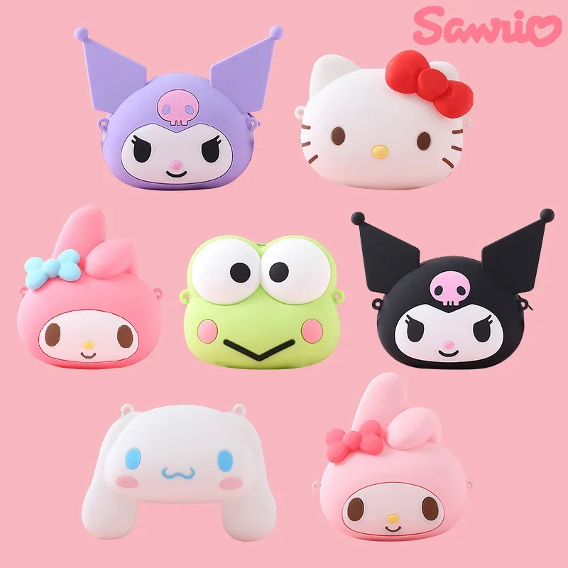 

Sanrio Hello Kitty Cinnamoroll Creative Silicone Coin Purse Girls and Boys Hand Bag Cute Cartoon Shoulder Crossbody Storage Bag
