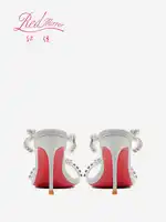 Strass sandales à talons rouge brillant bas marque de luxe creux 2025 élégant talons hauts Sexy Slingbacks dames chaussures femmes chaussures 3