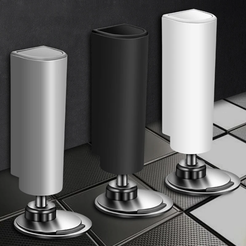 Heavy Duty Magnetic Door Stopper 1Pc Stainless Steel Doorstop Black Without Punching Door Suction Holder Hardware