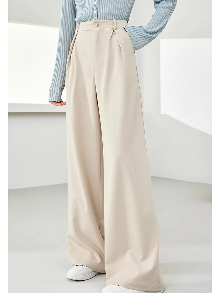 Vimly High Waist Wide Leg Pants Women 2024 Spring Full Length Straight Suit Pant Loose Casual Trousers Women's Clothing M5326