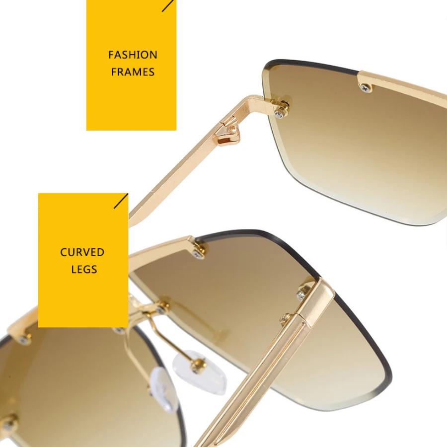 Neue rahmenlose Sonnenbrille mit Farbverlauf für Damen, modische, leichte Sonnenbrille – Detail 11