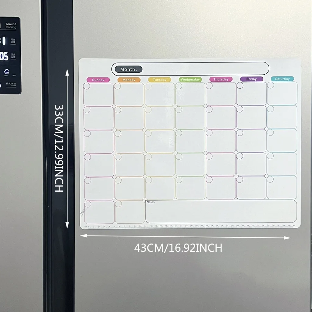 Erasable monthly and weekly schedule calendar sticker flexible magnetic refrigerator sticky notes pad PVC memo message board magnetic sticker magnetic fridge stickers refrigerator decor magnetic fridge calendar