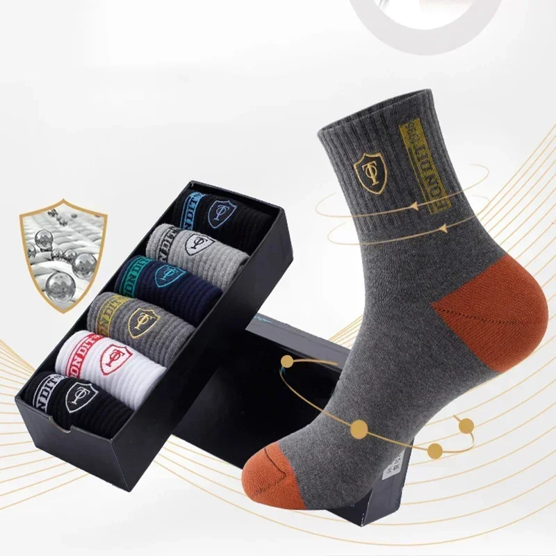 Sports Socks 10pairs Breathable Cotton for Men Bamboo Fiber Autumn Winter Sweat Absorption Deodorant Business