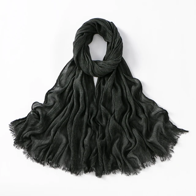 Écharpe Hijab Royan en coton froissé pour femmes musulmanes, châles longs et doux islamiques, enveloppes courtes à pampilles, accessoires Bufanda