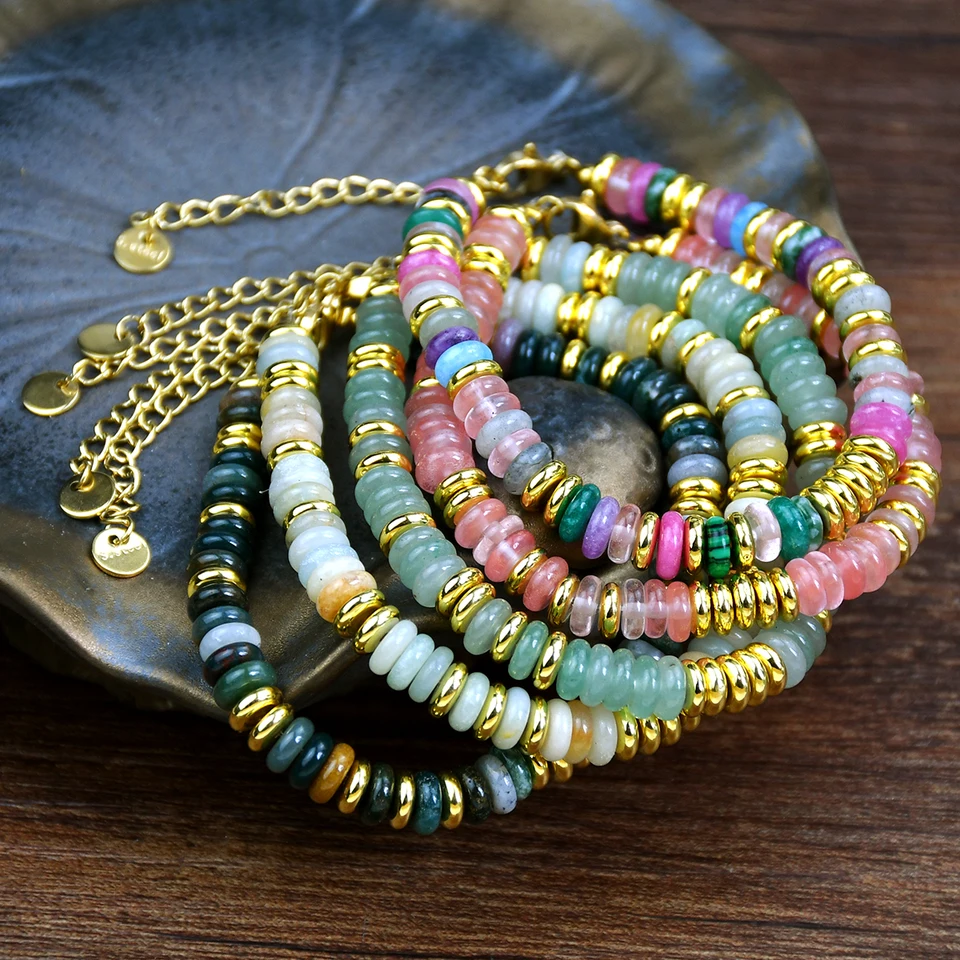 Bracciale Di Perline In Pietra Naturale Regolabile - Fatto A Mano, Unisex, Regalo In Confezione Gioielli