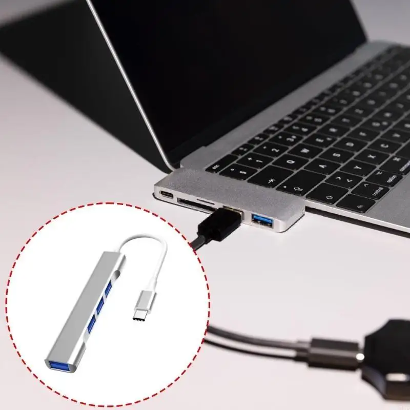 USB C HUB 4에서 1 USB C/USB 어댑터 도킹 스테이션 3xUSB2.0+1XUSB3.0