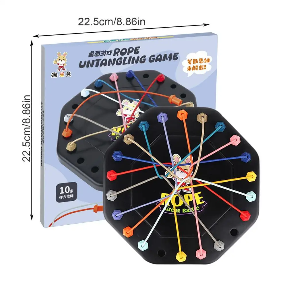 Corda nós desafio jogo corda desembaraçar quebra-cabeça portátil mente brinquedos para crianças idades 3 corda solução laço central brinquedos