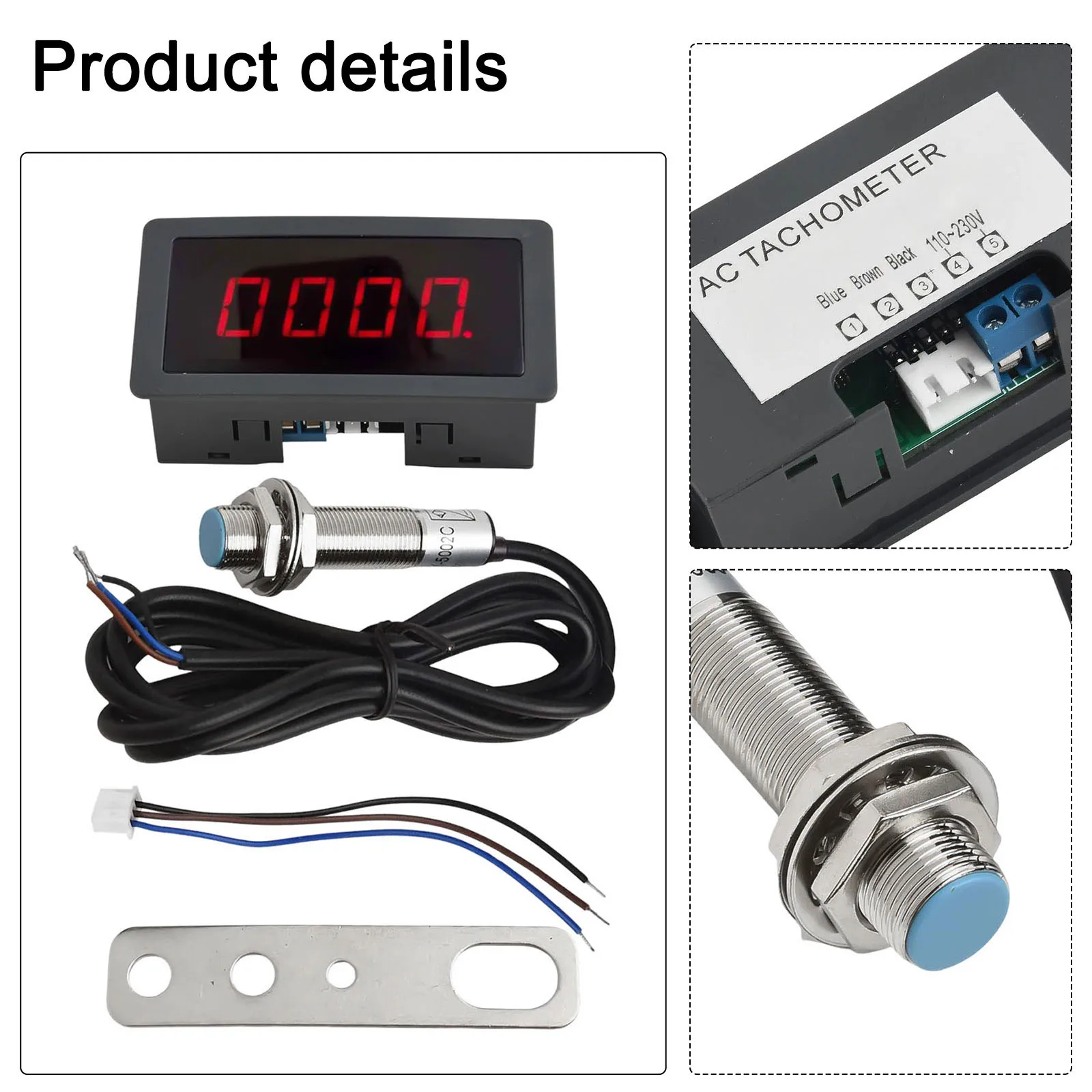 AC110-230V RPM 측정 장치 홀 근접 스위치 RPM 모터 타코미터 설치 크기 76 39mm 4비트 LED 디스플레이