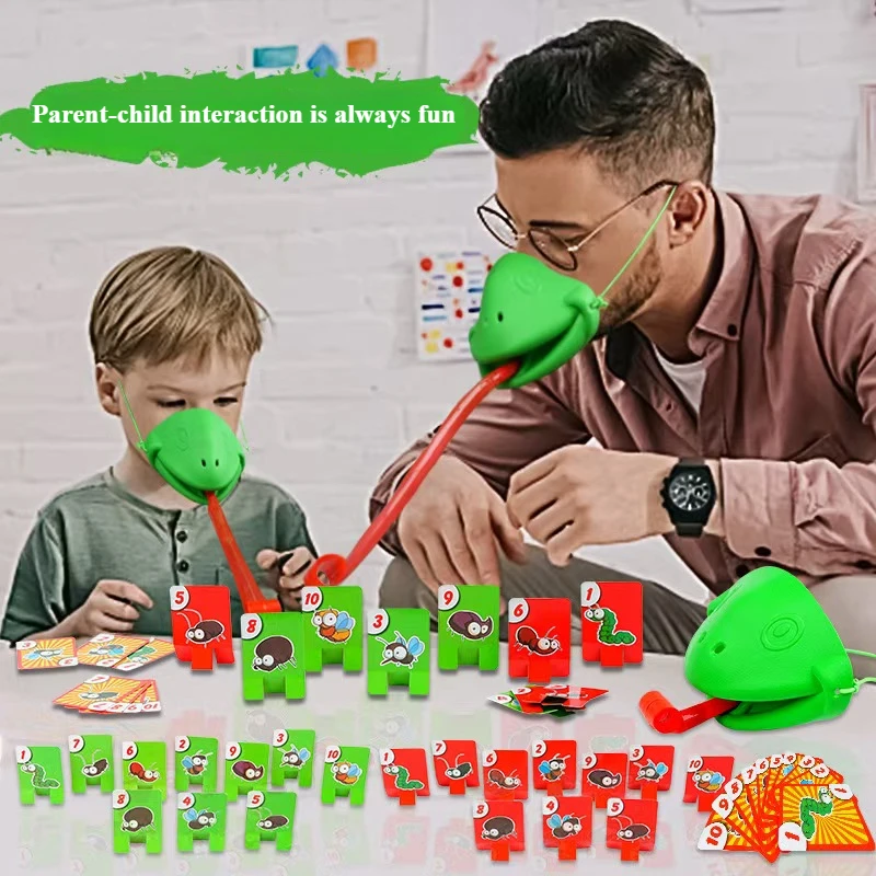 Parent Child Interactive Toy Child Mask Combat Game Frog Chameleon Tongue Spit Contest Crocodile Finger Bite Parent-Child Interactive Toy