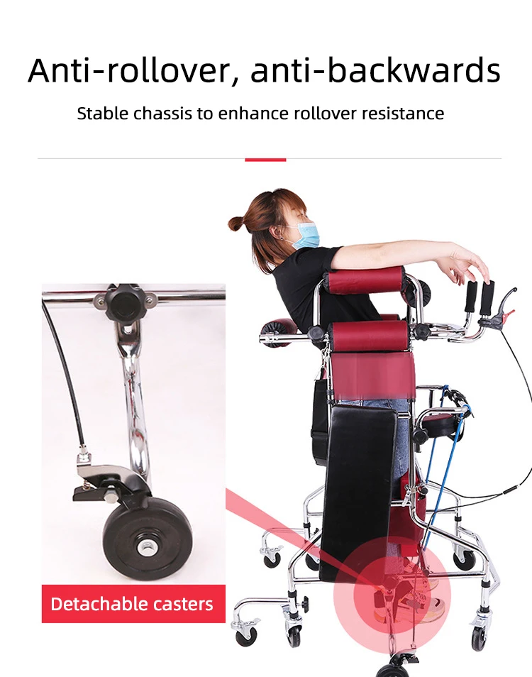 Assisted Lower Limb Walking Path Stand Walker Frame Equipment Stroke Hemiplegia Training Walker Rollator with Handbrake 3