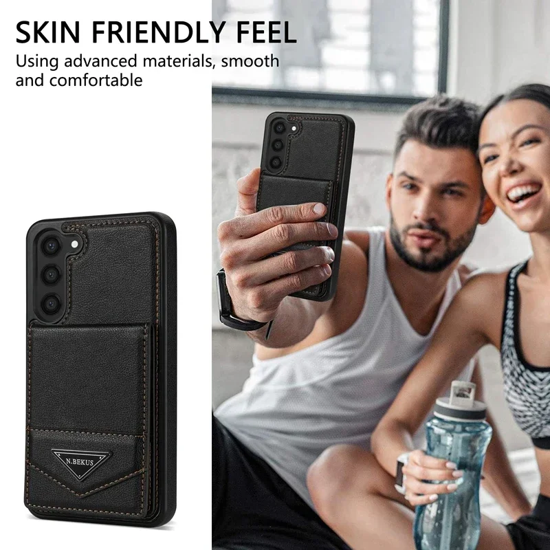 Anti-Theft Leather Wallet Flip Case with Brush Design